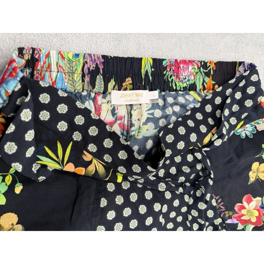Johnny Was Dreamer Pants Womens Large Floral Boho Wrap Bohemian Ankle Relaxed - Picture 4 of 9